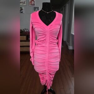 Pink Ruched Dress - Valentine's Day Dress